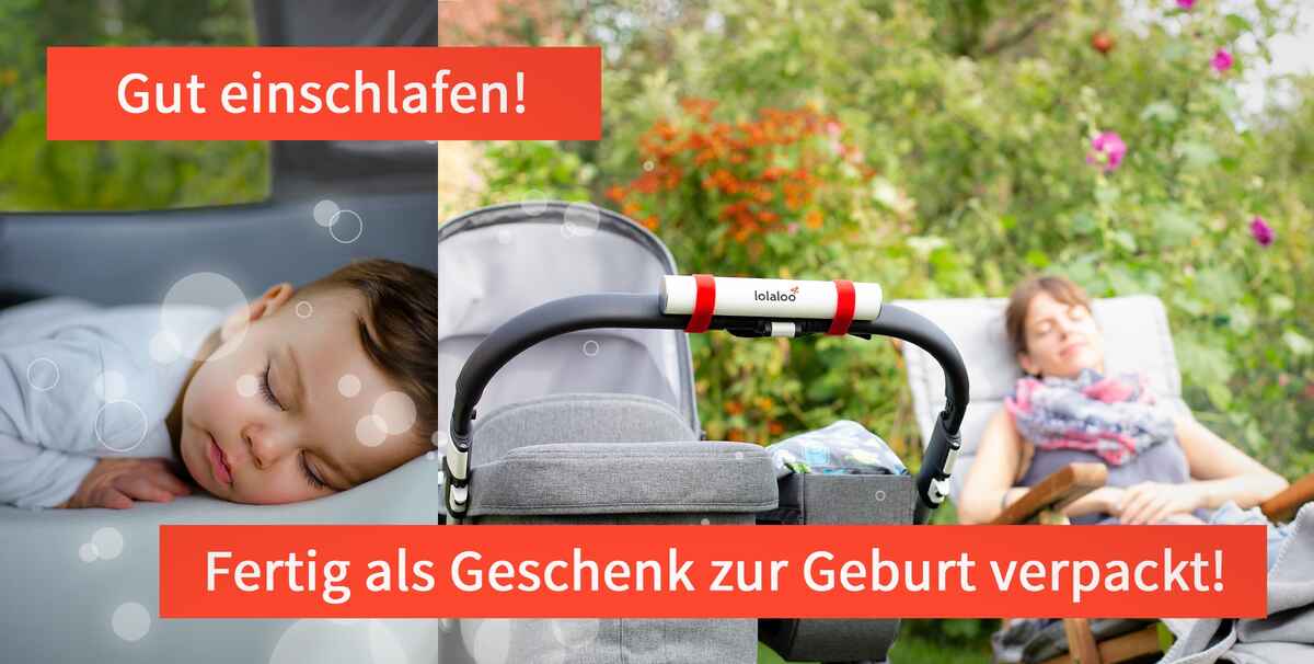 Die Einschlafhilfe für Babys lolaloo als Geschenk zur Geburt erleichtert Eltern den Alltag. Mittagspause im Liegestuhl.