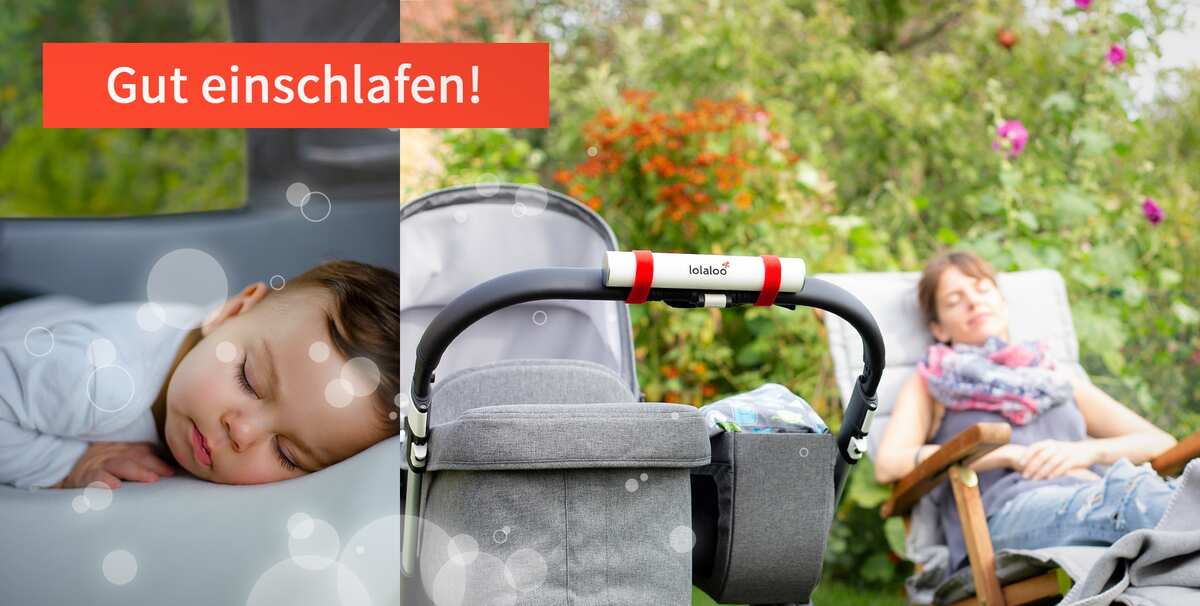 Die Einschlafhilfe für Babys lolaloo erleichtert Eltern den Alltag. Mittagsschlaf im Liegestuhl.