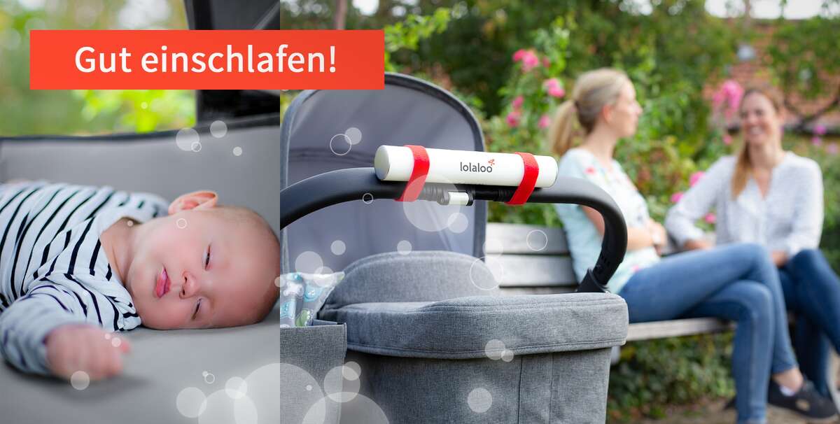 Der lolaloo läßt Babys gut einschlafen und entspannen. Ausruhen im Park.